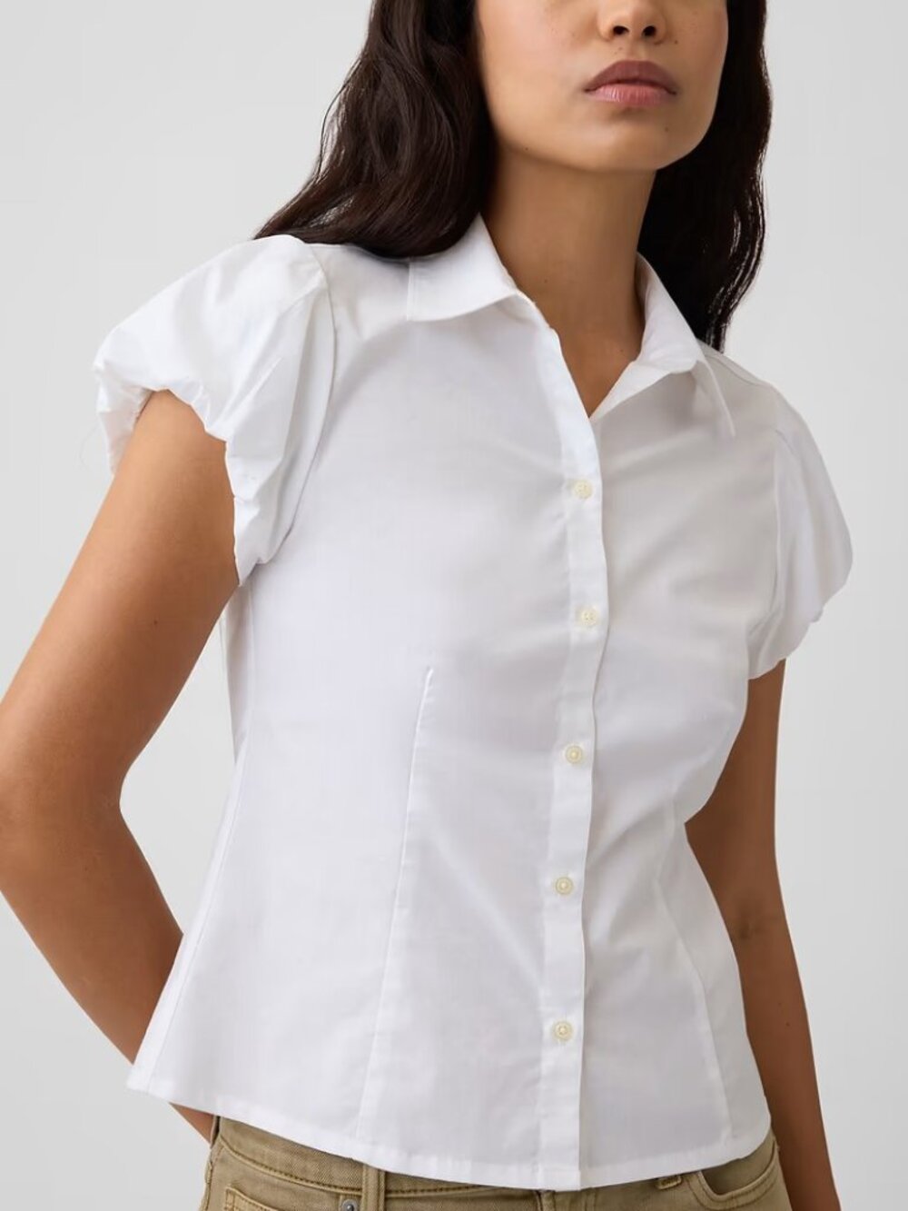 Gap Women's XXL White Poplin Puff Sleeve Shirt - NWT - $49 Retail